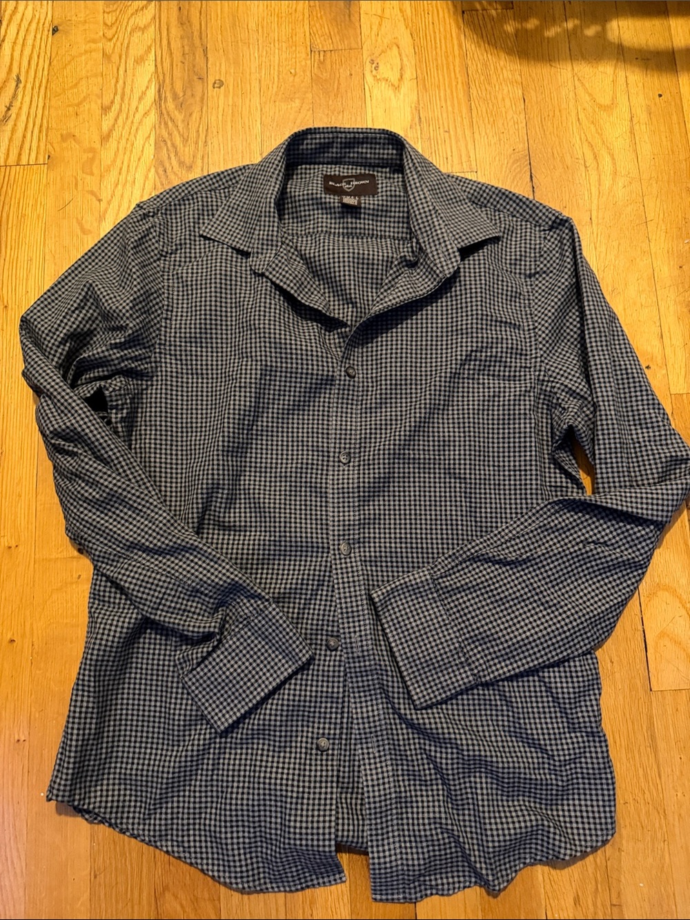 Black Brown 1826 Navy and White Micro-Check Button-Down Shirt